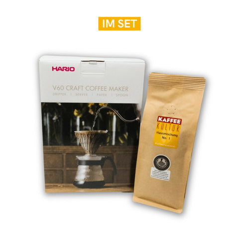 Hario V60 Filter Set & 250g Hausmischung No.1